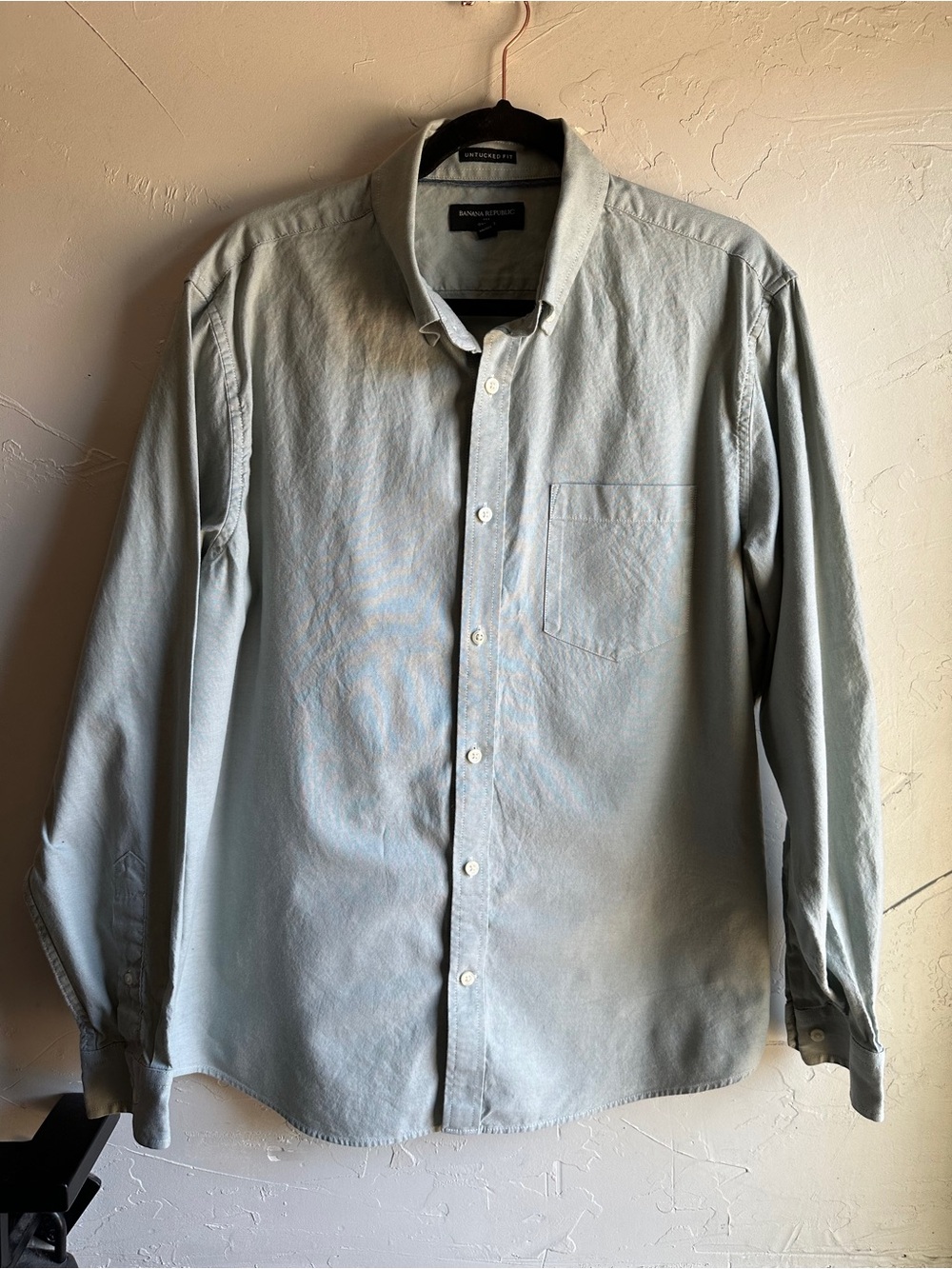 Banana Republic Oxford Shirt Untucked Fit Cotton Preppy Minimalist Classic XL